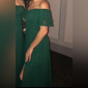 Long strapless green dress